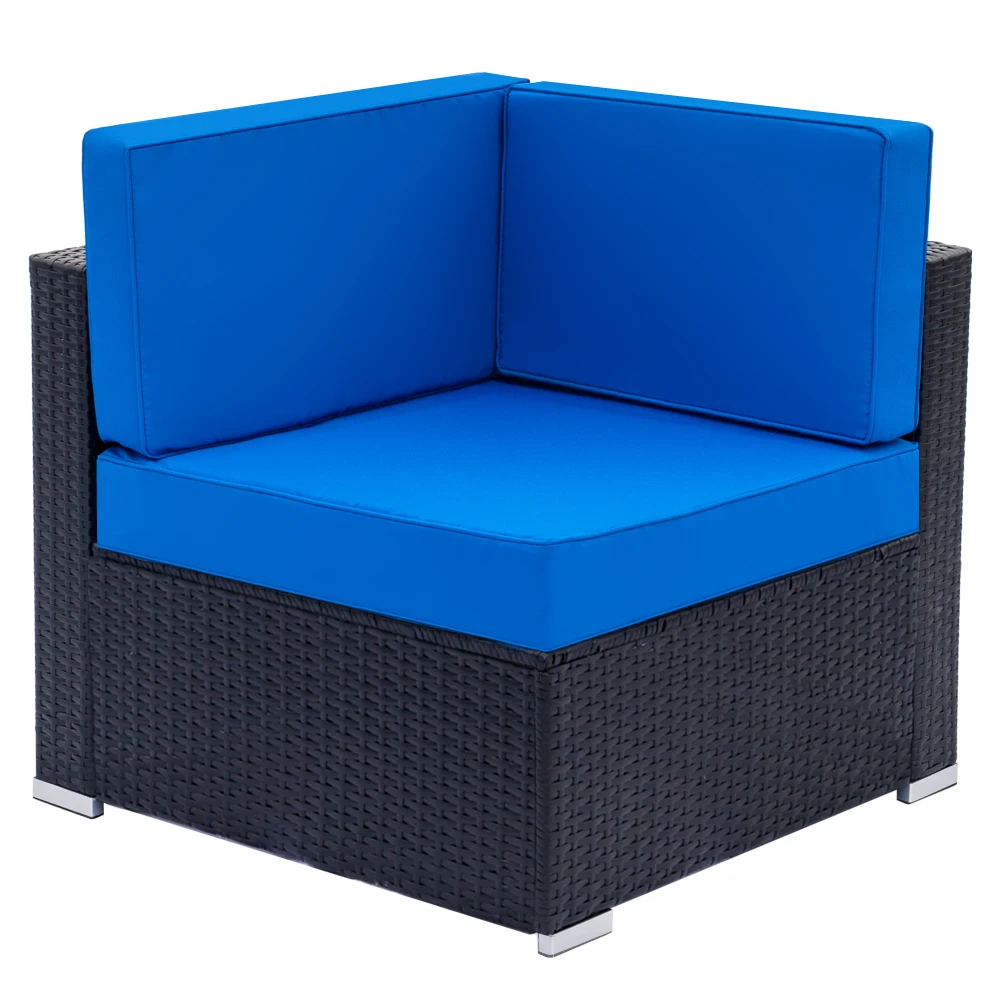 

【USA READY STOCK】Fully Equipped Weaving Rattan Sofa Set with 2pcs Corner Sofas & 2pcs Single Sofas Black