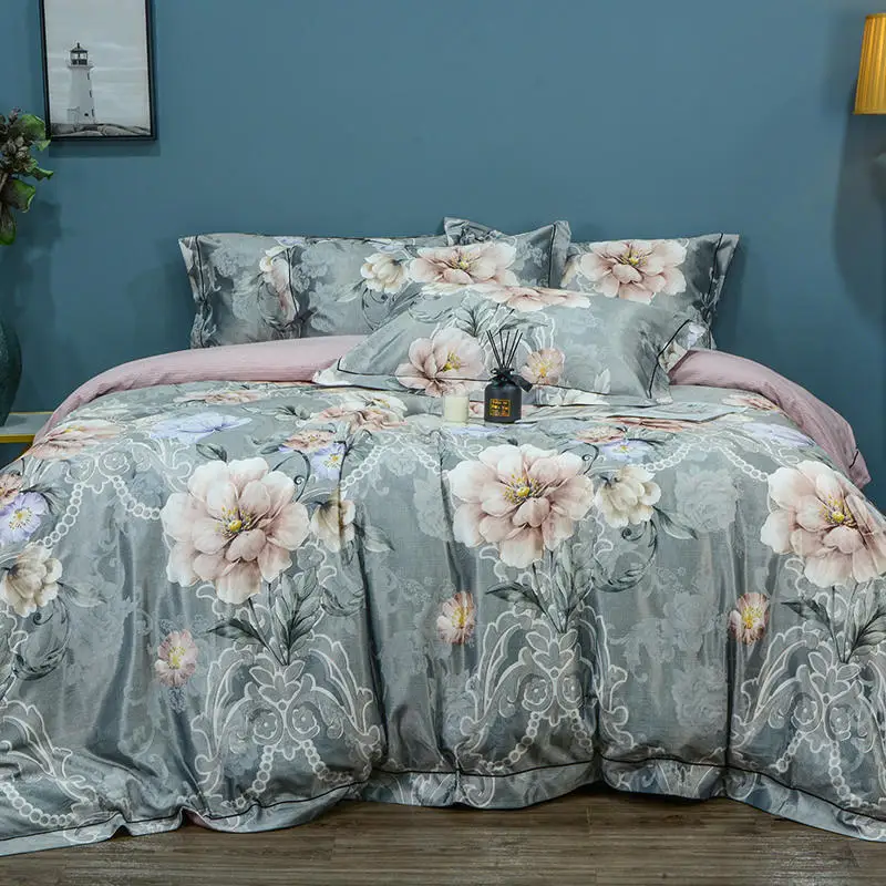

Flowers Blossom Bright Coloful Vibrant Duvet Cover set Queen King size Luxury Sateen Cotton Soft Bedding set Not Fade Wrinkle