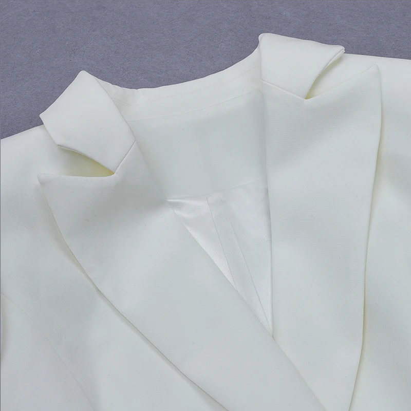 

2020 winter Office Lady Blazer Dress Notched Collar white Button A-Line sexy Mini Dress business Long Sleeve Solid dress fashion