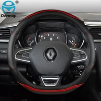 for renault clio 2 3 4 5 car steering wheel cover microfiber leather carbon fiber auto accessories