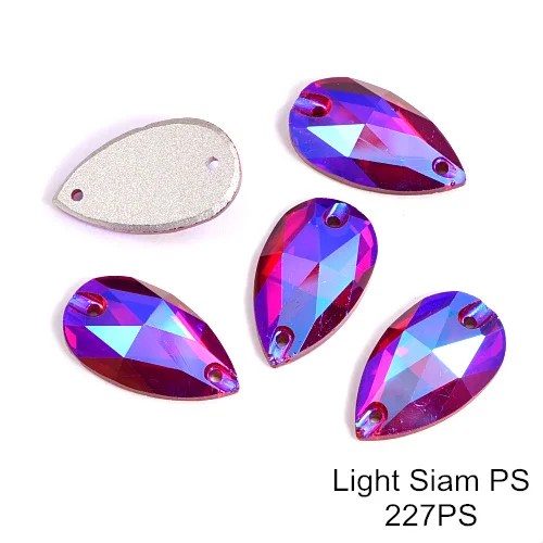Light Siam PS 24 шт./лот AAAAA качество каплевидные стеклянные стразы блеск пришить стразы Красочные стразы для шитья свадебное платье B3408 - Color: Light Siam PS