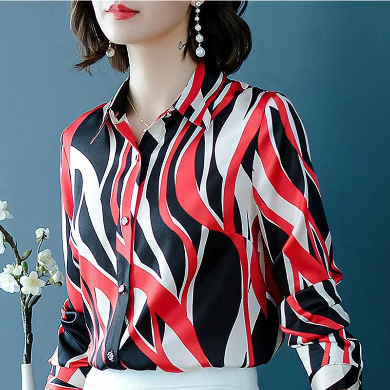 

Blouses Fashion Women 2020 Spring 92% Silk Blouse Women's Shirts Long Sleeve Floral Fit Womens Tops 4XL Blusas 17B180680 's s