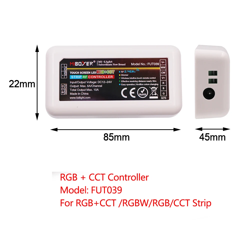 Светодиодный контроллер Milight RGBCCT FUT039 + FUT092 2 4G беспроводной 4-зонный сенсорный