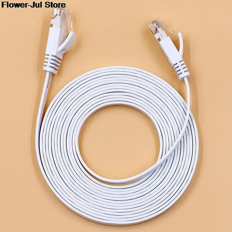 White 0.5m, 1m, 2m, 3m, 5m, 8m, 10m, 15m Cable RJ45 CAT6 Ethernet Network Flat LAN Cable UTP Patch Router Cables