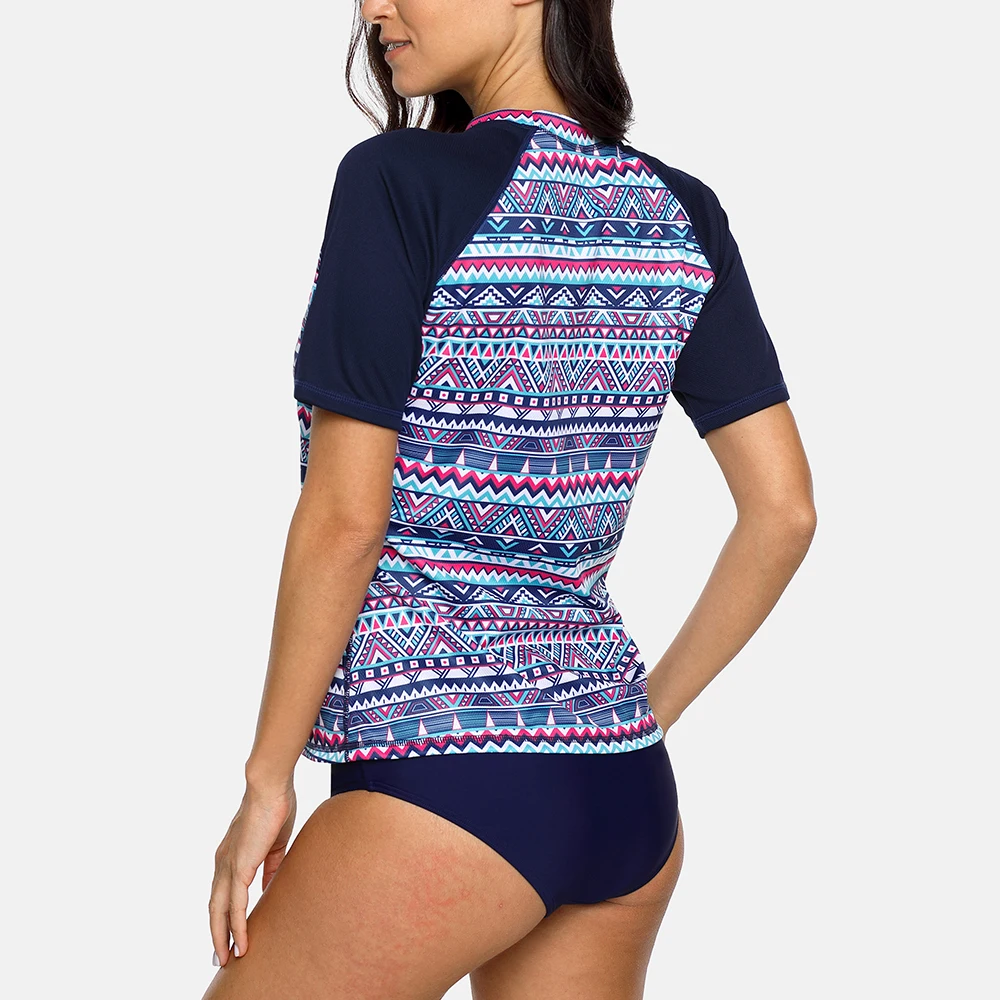 Женские быстросохнущие рубашки Anfilia с коротким рукавом топ Rashguard ретро