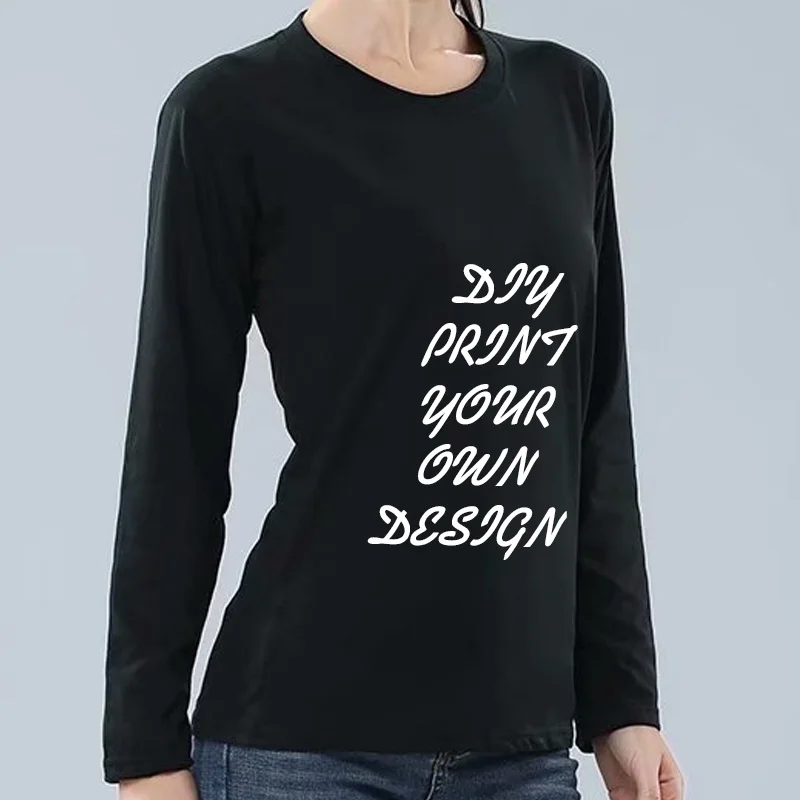 Футболка женская Повседневная хлопковая с длинным рукавом базовый топ для