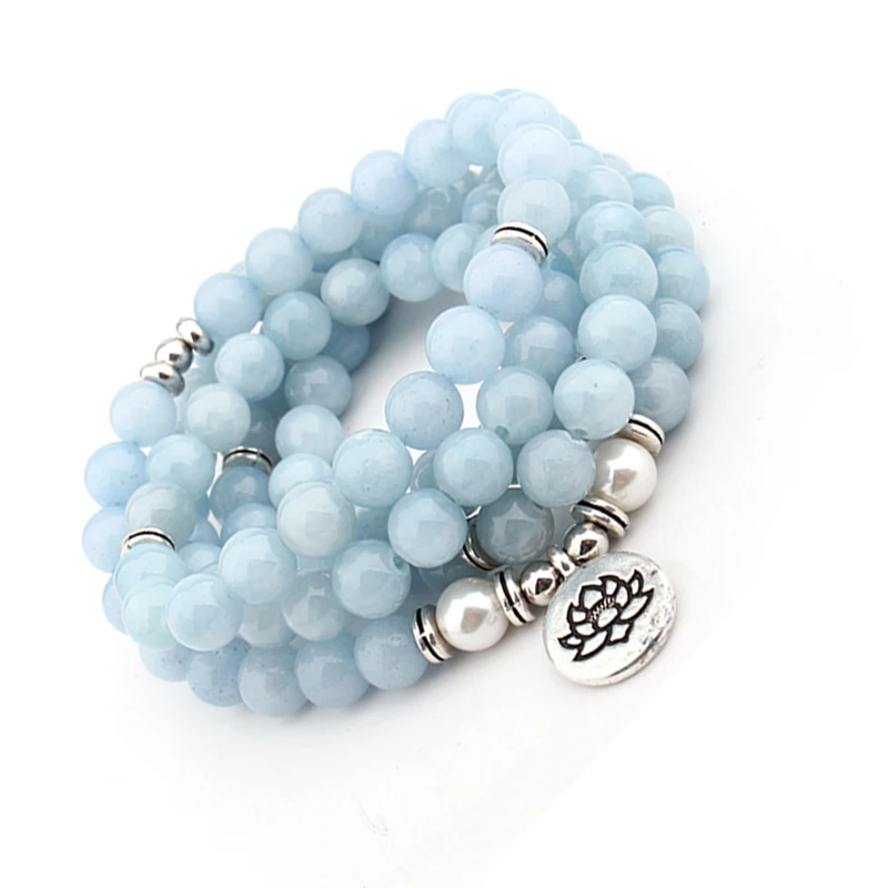 Женские и мужские браслеты 108 Mala Beads браслет ожерелье из натуральных камней