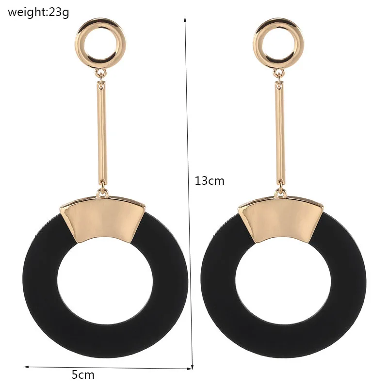 Черные круглые серьги модные Очаровательные золотые большие массивные Длинные