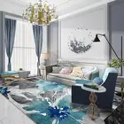 Модный американский абстрактный чернильный синий серый большой цветок для гостиной спальни прикроватный коврик напольный коврик