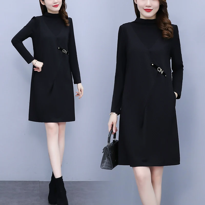 

Женское платье в стиле пэчворк на осень и зиму, модная офисная Женская одежда для работы, свободные облегающие повседневные праздвечерние б...