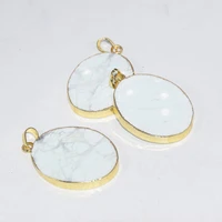 natural white howlite stone necklace pendant 2020 women slab oval large gold plating strip turquoises gem stones accessories