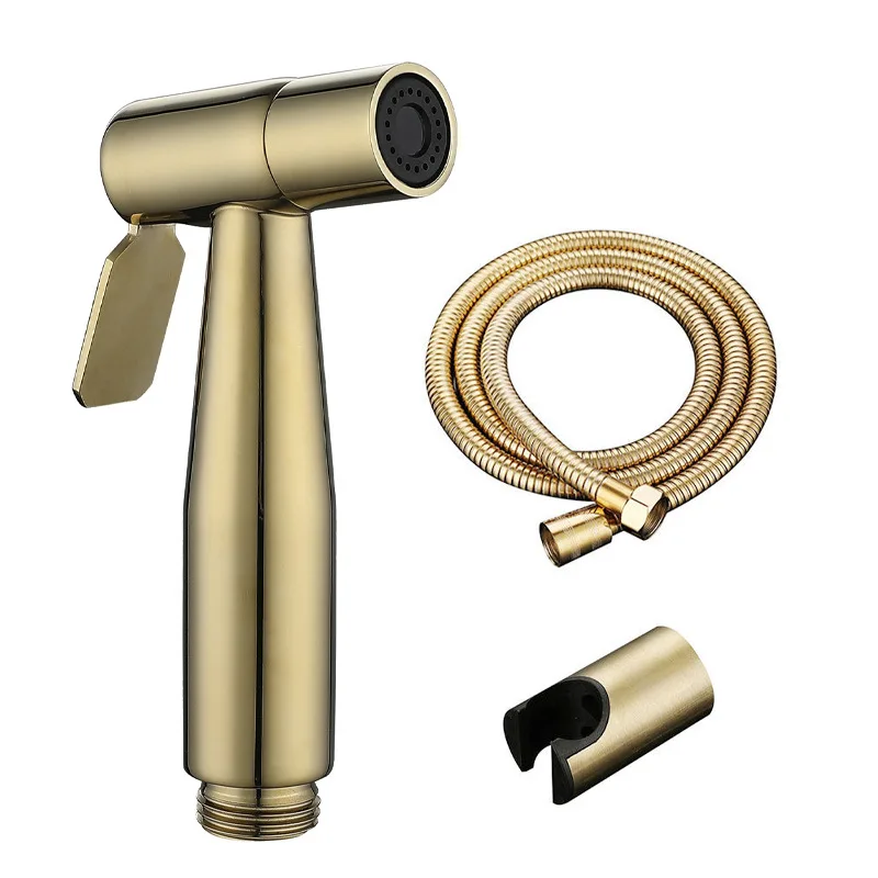 

Gold 304 Stainless Steel Brushed Handheld Bidet Sprayer for Toilet Pressure Control Feminine Wash Faucet Bathroom Fixture Tools