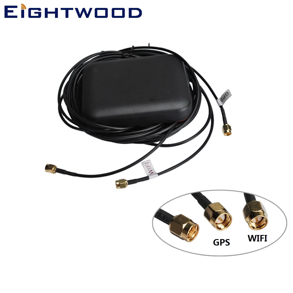 Eightwood Car Multi-band Antenna GPS + Wifi +4G LTE Iridium Aerial Roof Mount Screw Hole SMA Plug Male Connector for Audi BNW