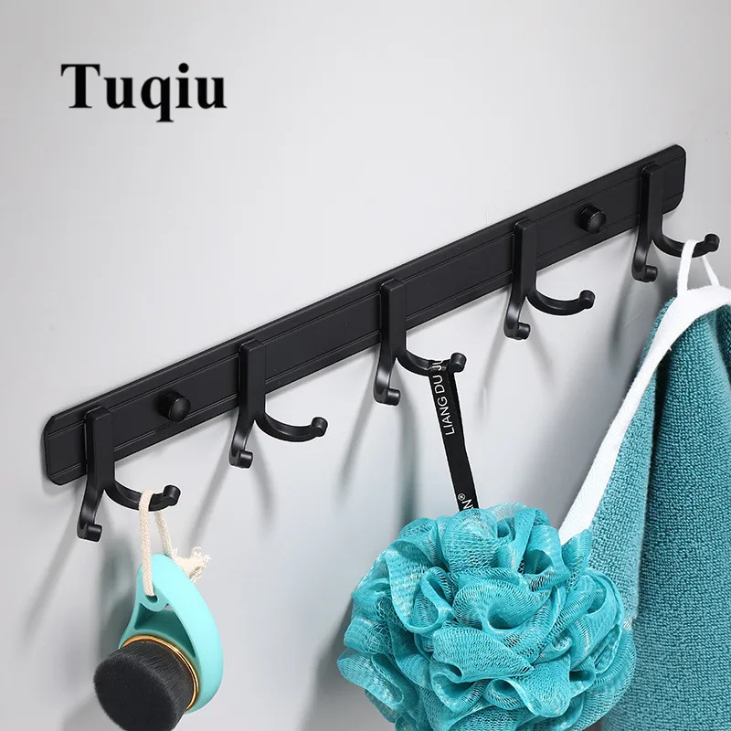 

Tuqiu крючки для халатов, крючок для одежды, крючок для шляпы, черный крючок для халата, алюминиевый 3-7 крючков, крючок для ванной, набор для бан...