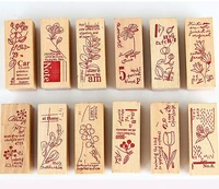 vintage basic wood diy rubber wooden stamps for diary scrapbooking stationery standard stamp kids gift flower