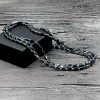 new simple classic magnetic hematite beads necklace with baby blue gold silver color spacer beads healing therapy for men women