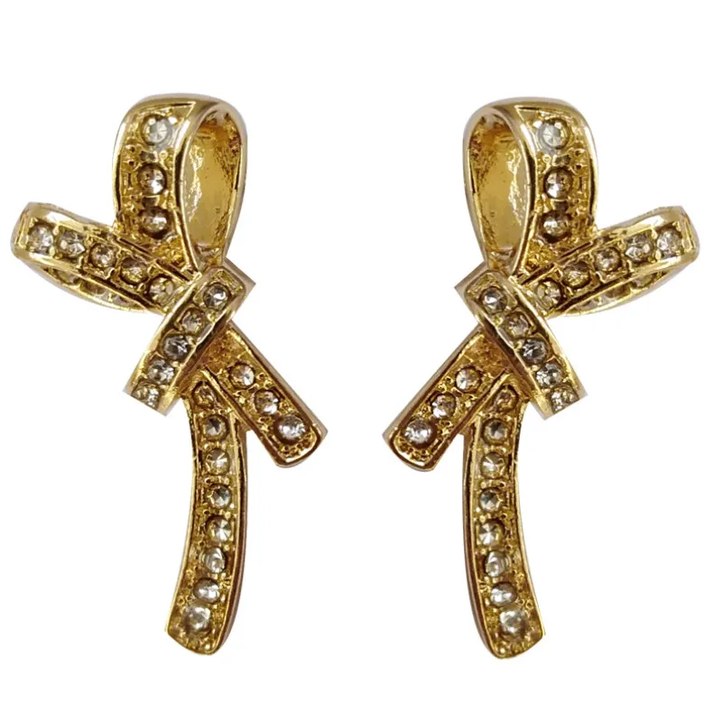 

Mihan S925 needle Women Jewelry Bow Earrings Metal Knot High Quality Crystal Drop Earrings Hot Selling For Girl Lady Gifts
