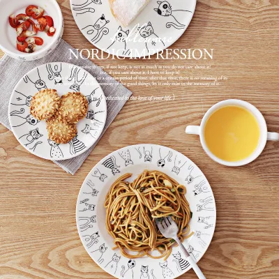 Креативная керамическая тарелка набор посуды поднос для кошек западное блюдо