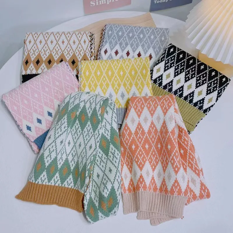 Винтажные клетчатые Детские шарфы Осень-зима 2022 теплый вязаный воротник