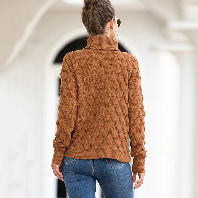 Женский свитер с высоким воротником трикотажные рубашки в виде рыбьей чешуи