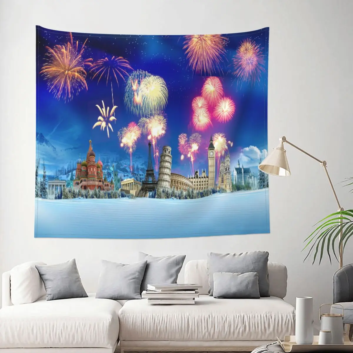 

Tapestry Celebration Of The New Year Christmas New Year Decor Wall Room Home Decoration Hanging Bedroom Kawaii Cartom Style