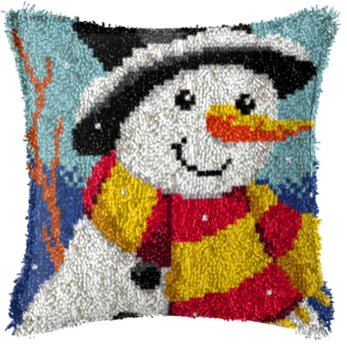 Christmas Snowman Latch Hook Cushion Klink Haak Kussen Handwerken Knooppakket Smyrna Pakket Kit | Дом и сад