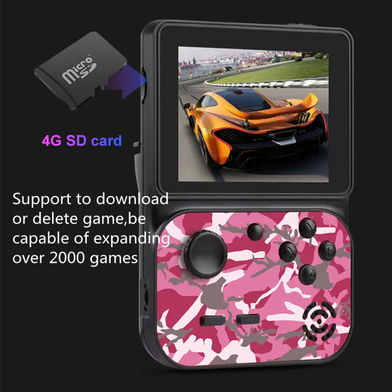 

Built In 2000+Games Mini Retro Handheld Game Console Rechargeable 3inch HD Screen Kids TV Video Game Player Controller 5Platform