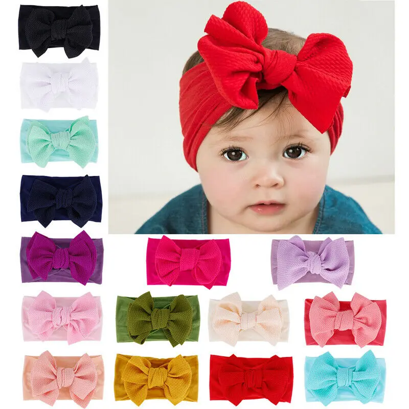 

Baby Accessories Girl Soft Bow Headband Newborn Solid Headwear Infant Headdress Girls Elastic Hair Band Cute Gifts Props