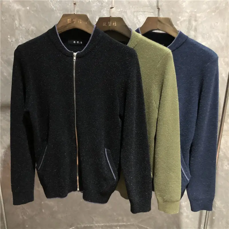 

2020 Autumn and Winter New Men 's Knitted Cardigan Outer Wear Zipper Sweater Mink -like Wool