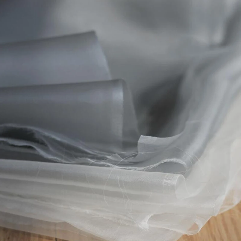 Высококачественная однотонная 100% Шелковая органза мягкая гладкая ткань для