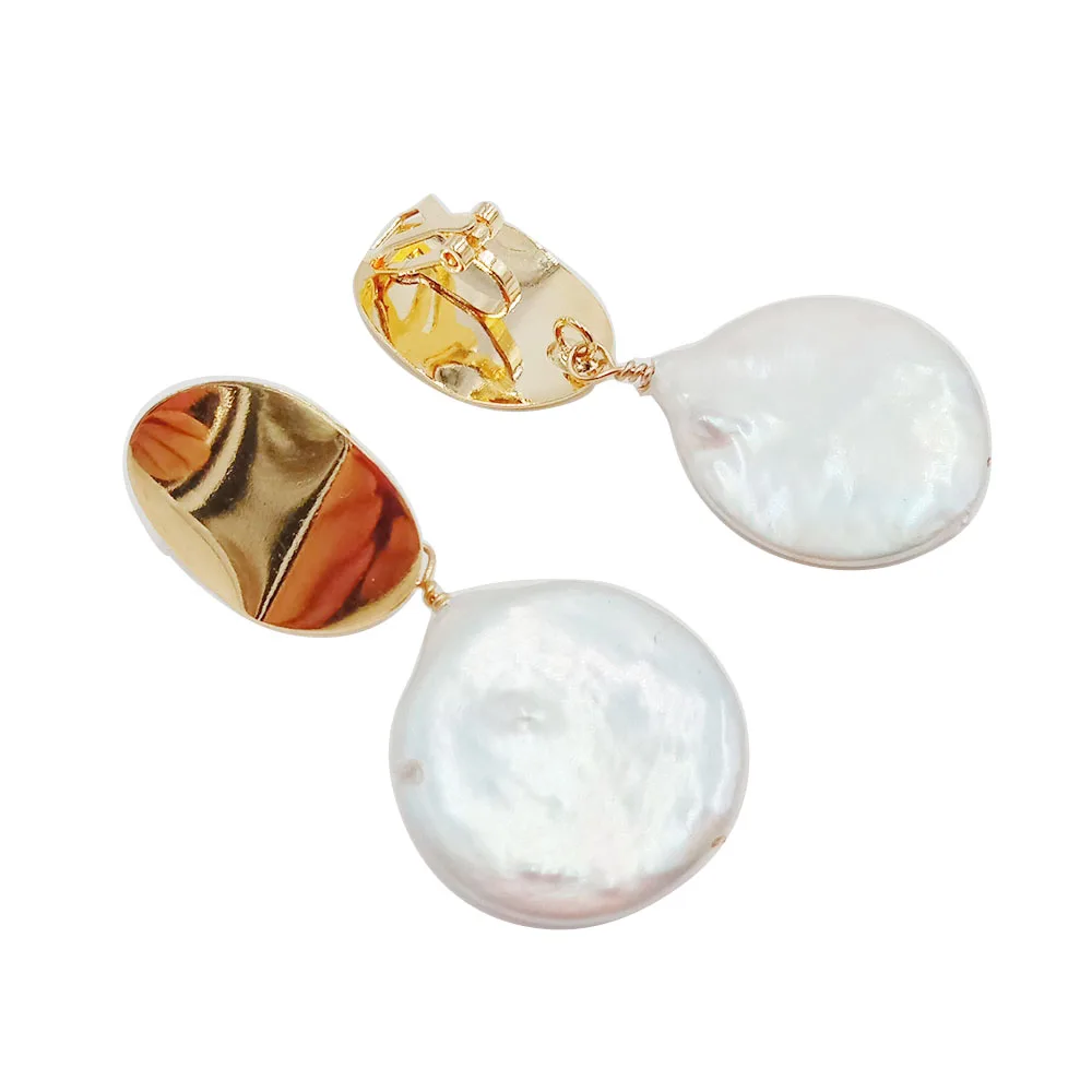 Серьги-Клипсы из натурального жемчуга 19-22 мм 100% натуральный пресноводный жемчуг |