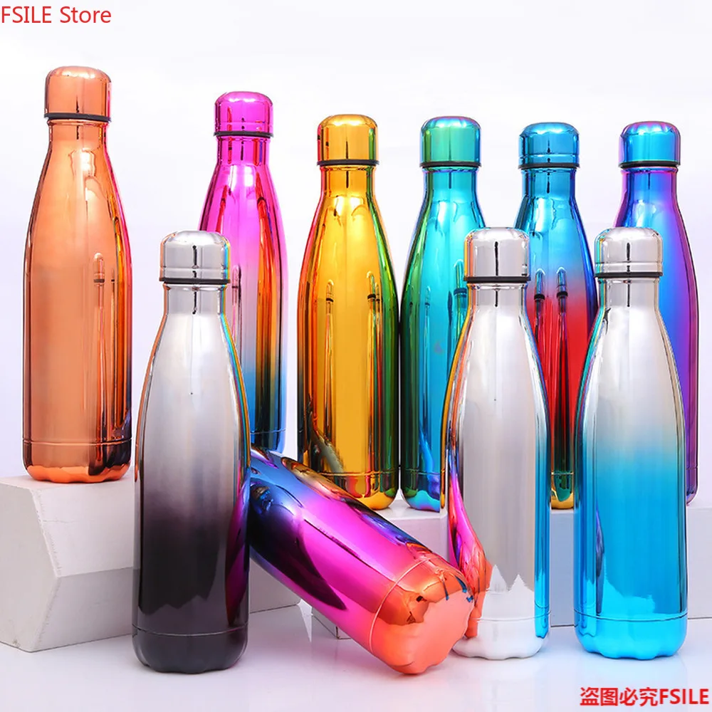 

500ml 304 Double Wall Stainless Steel Thermos Bottle Electroplating Series Cola Bottle Outdoor Fitness Sports Water Bottle