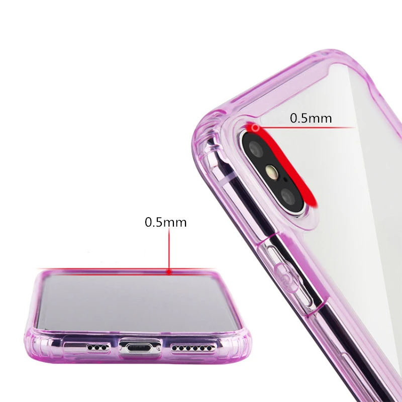 Прозрачный чехол-бампер с рамкой для iphone 11 Pro Max Mini X Xs XR SE2 7 8 Plus гибридный жесткий