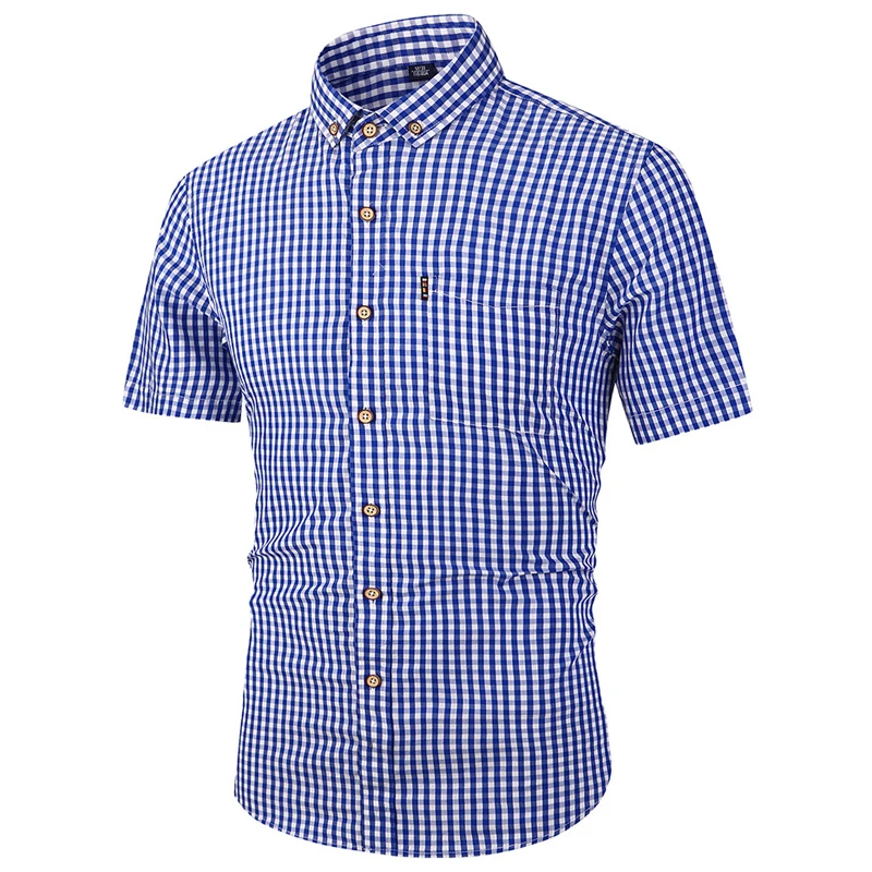 Мужская рубашка с короткими рукавами летняя в клетку уличная мода B724