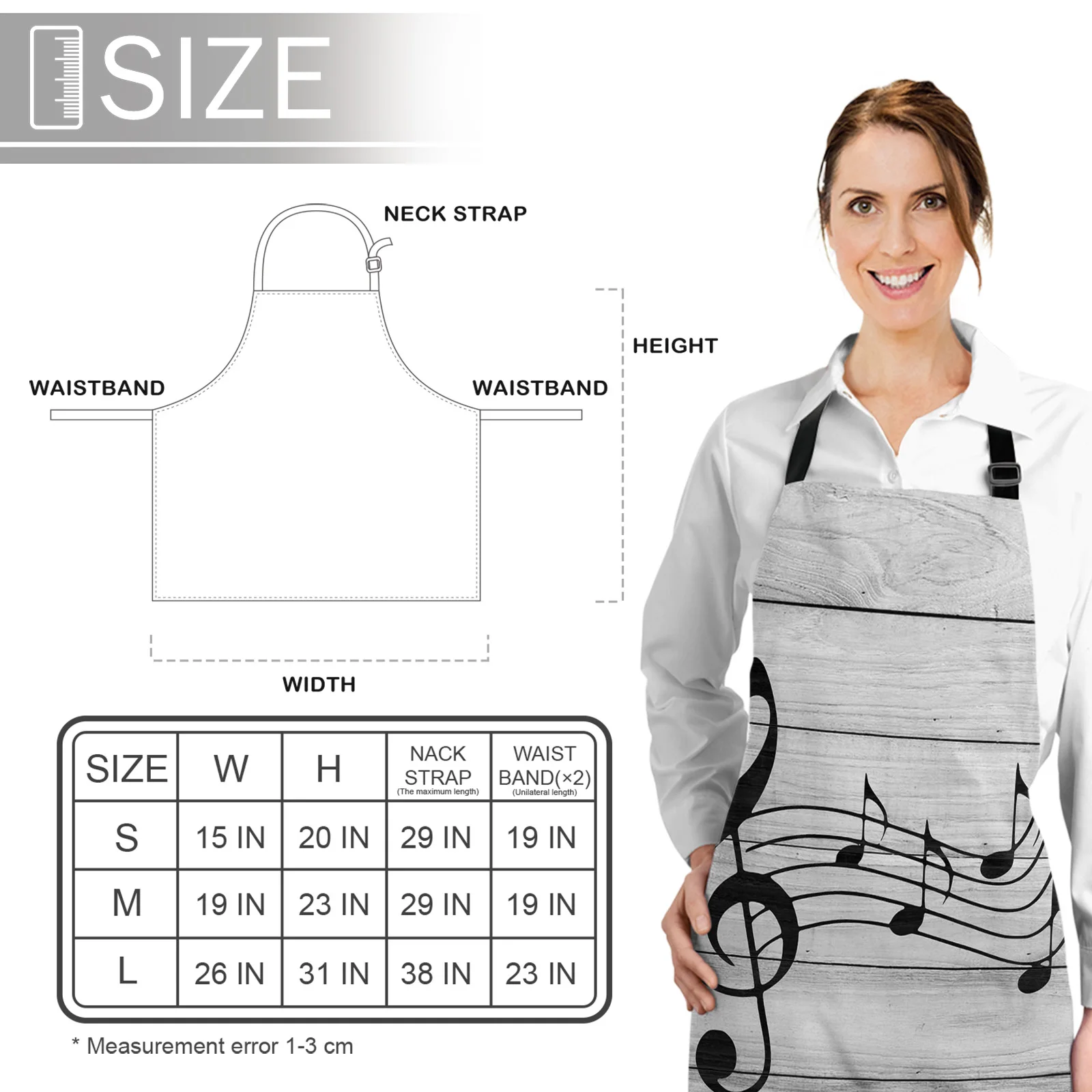 

Wood Grain Musical Black Note Printed Kitchen Cooking Baking Aprons Canvas Sleeveless For Women Man Kids Home Delantal Cocina