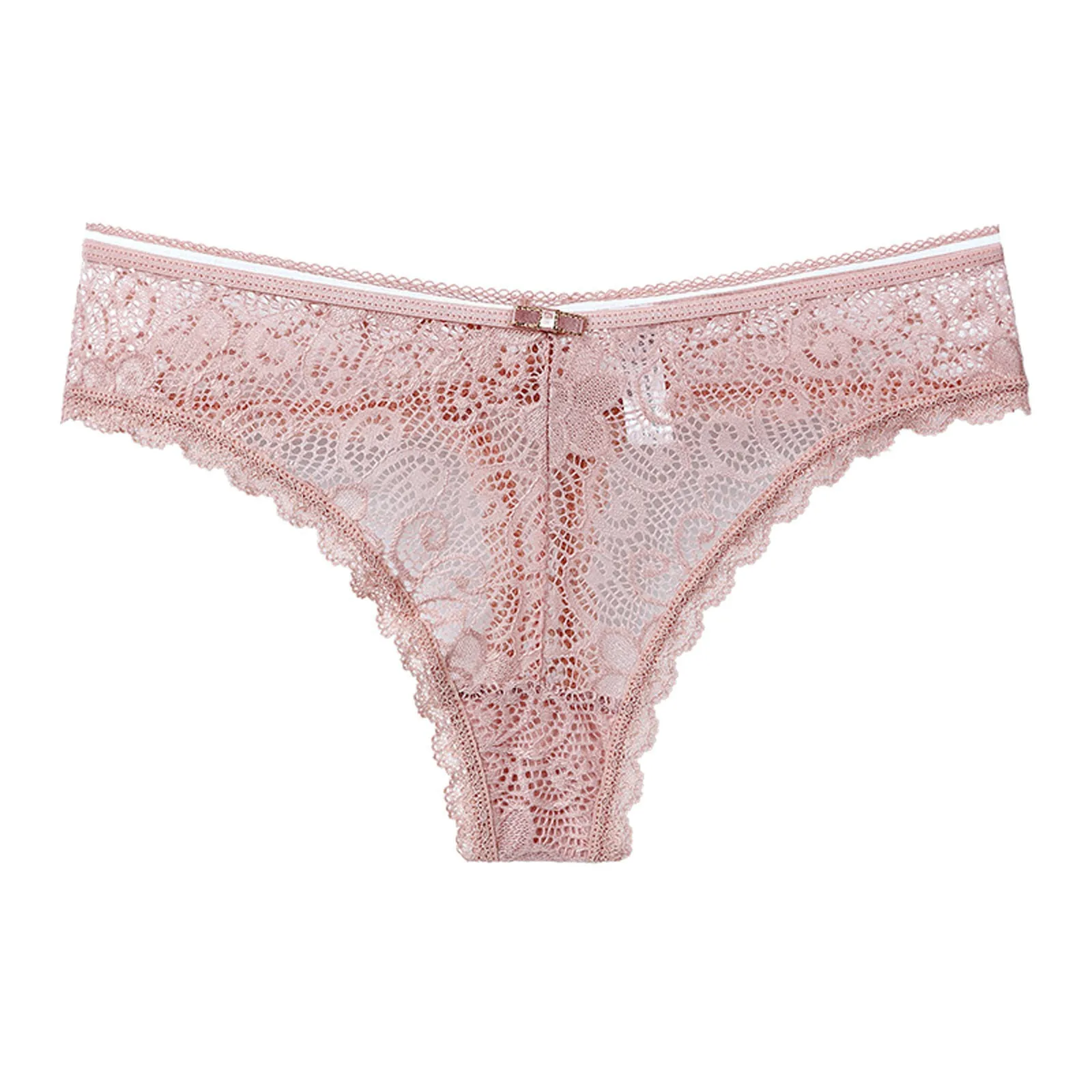 

3 Pcs Lot Lingerie Femme Underwear Women Sexy G String Thong Sexy Lace Hollow Perspective with Bow Pack of Panties Solid Color