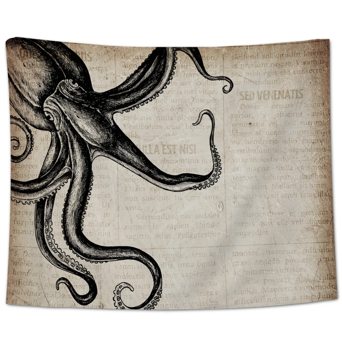 Газета Осьминог гобелены покрывало для декора настенное искусство постельные