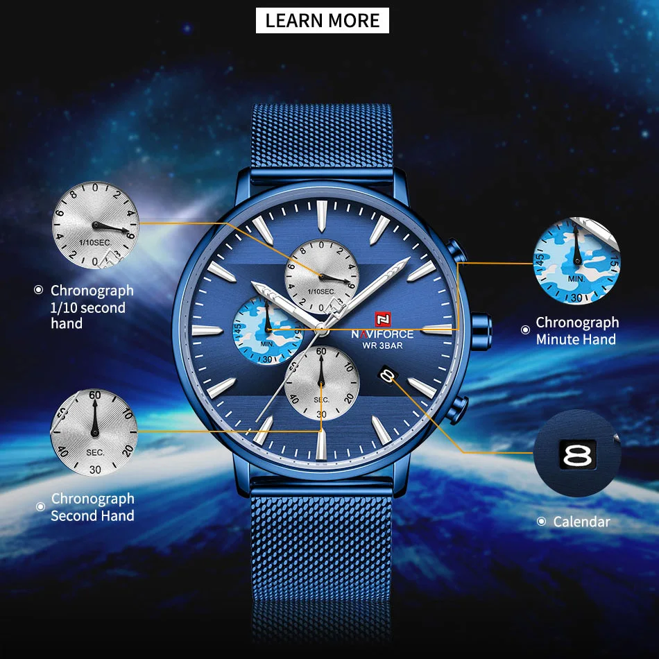 Naviforce мужские часы ультра тонкие синие модные кварцевые 2019 люксовый бренд s