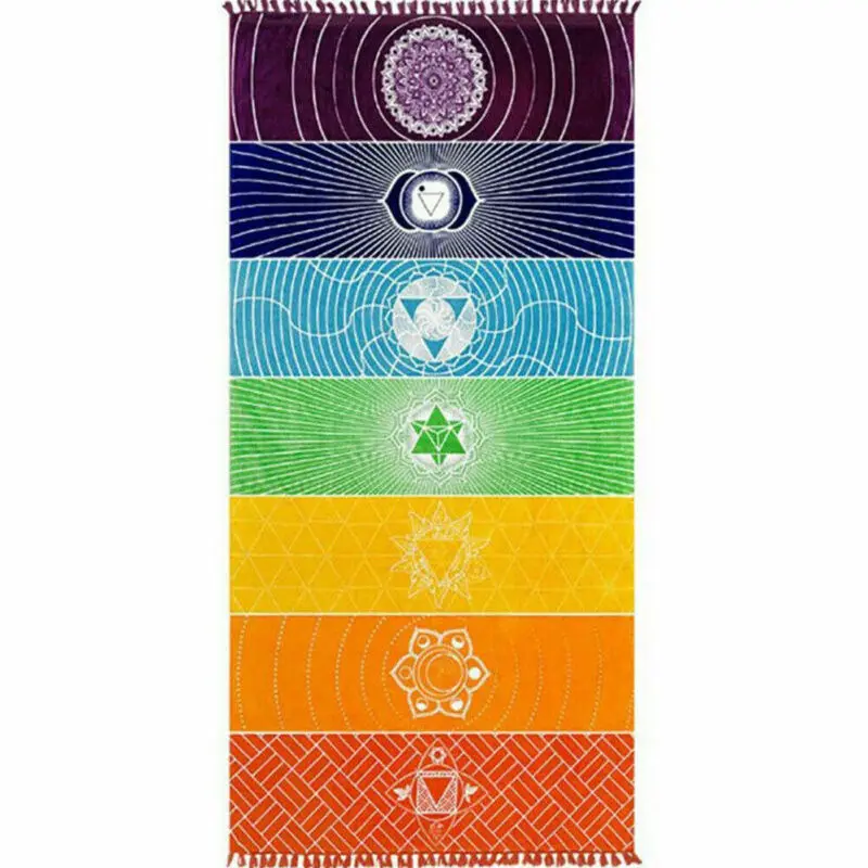Нескользящий Радужный Boho Летний Пляжный коврик Мандала шаль одеяло широкие