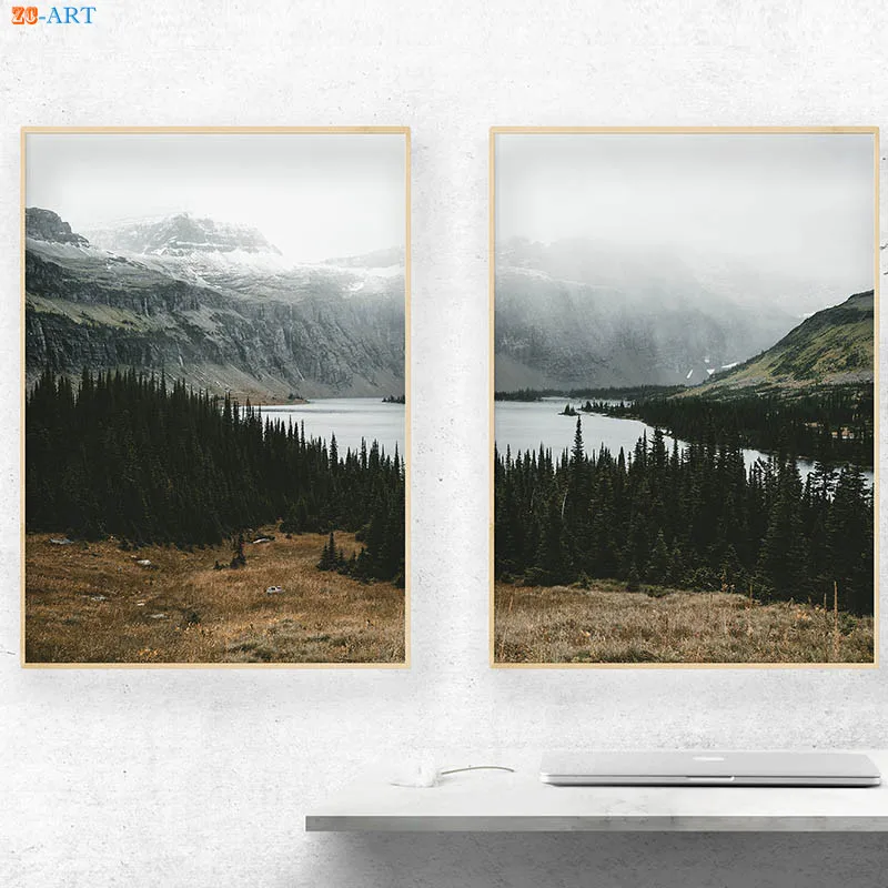 Картина на холсте с изображением гор и леса настенный постер настенные картины