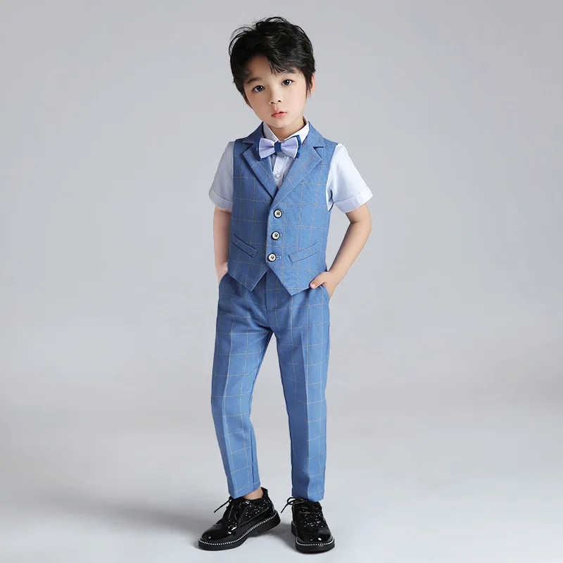 Летний Костюм Джентльмена для маленьких мальчиков Праздничная детская одежда