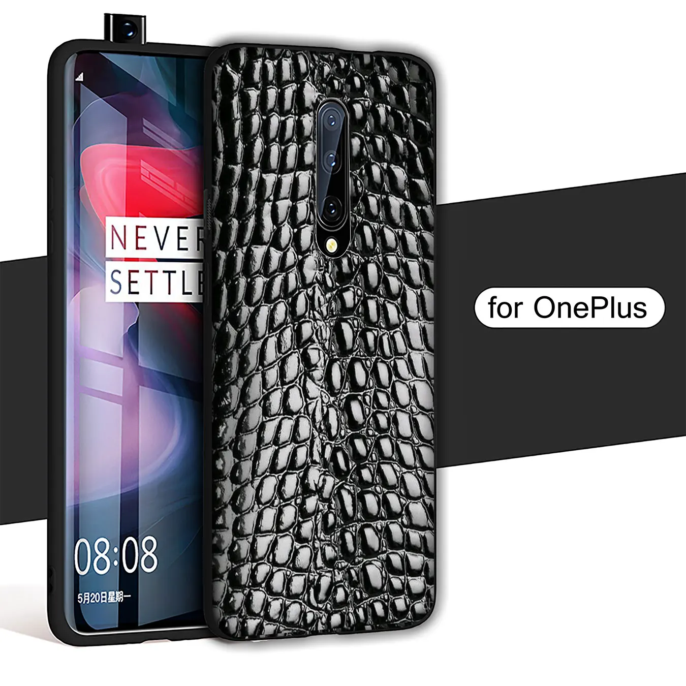 Чехол из ТПУ для OnePlus 7T 7 Pro 6 6T 5 5T One Plus 7Pro мягкий со змеиной кожей черный