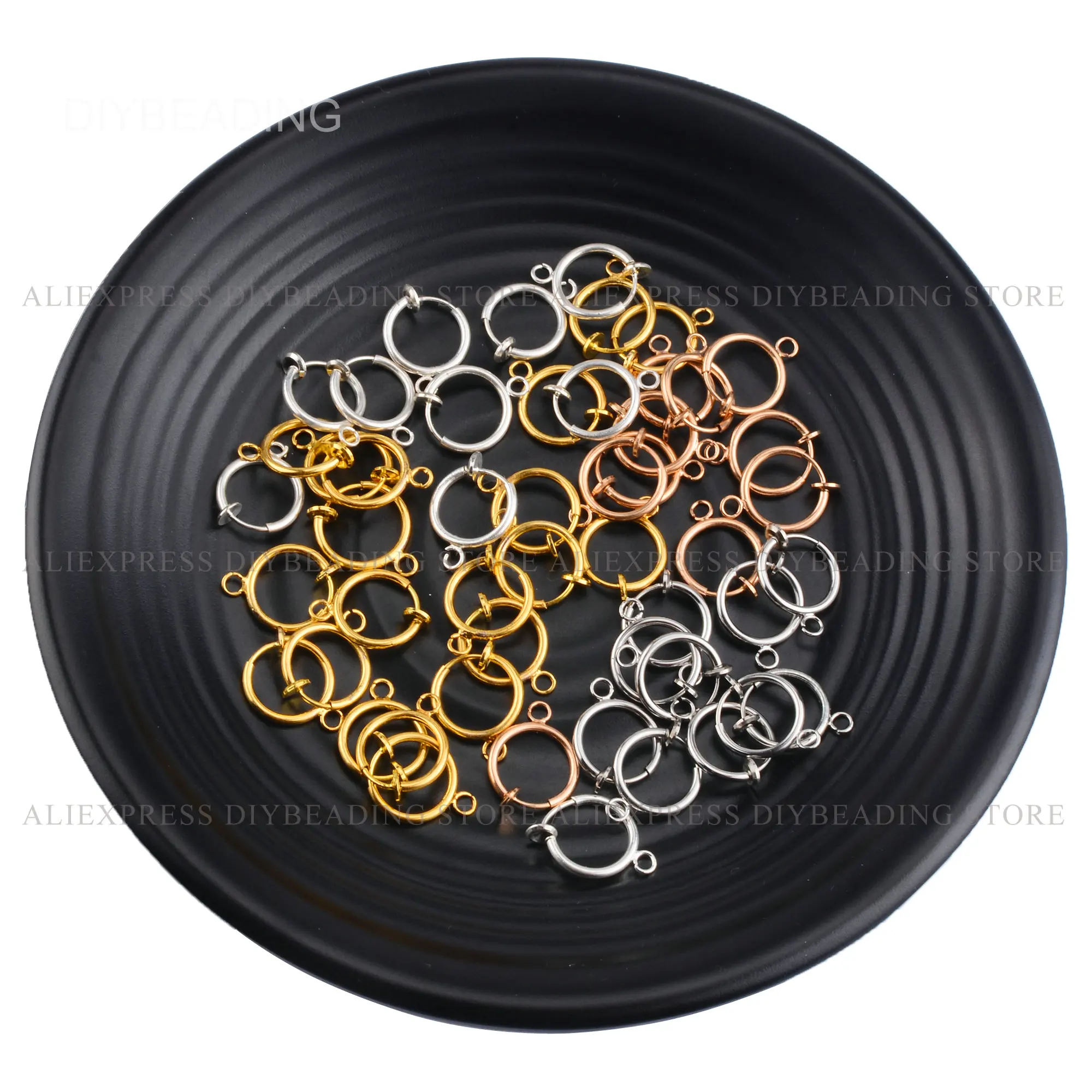 

4-200 Pcs Non Pierced Invisible Clip On Earrings White Gold/KC Gold/Gold/Silver Plated Brass No Piercing Hoop Ear Cuff Findings