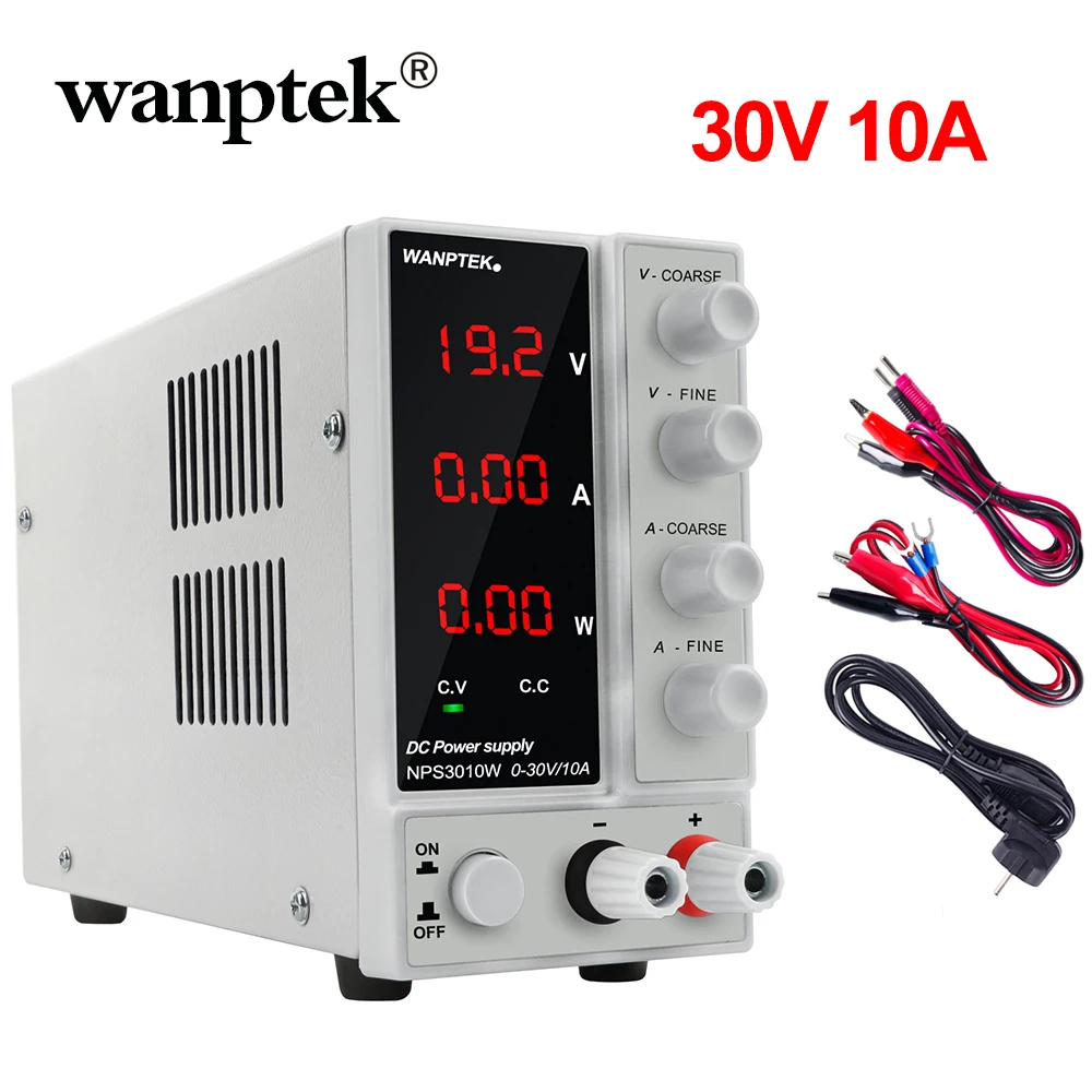 Wanptek новейший импульсный лабораторный источник питания постоянного тока 120 в 30 в 10 А профессиональный настольный мини Регулируемый цифровой источник питания регулируемый 30 в