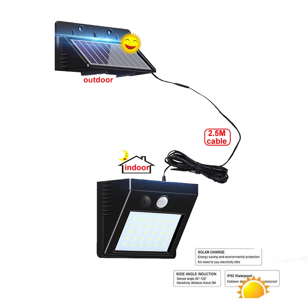 1/4 шт 30leds Солнечная настенная лампа беспроводной PIR датчик движения Солнечный