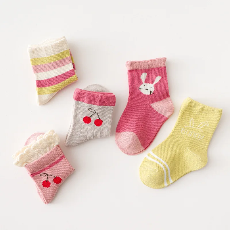 

Quality Comfort Cotton Lace Flower Cute Cherry Spring Fall Newborn Baby Kids Girl Breathable Socks