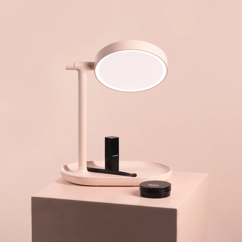 LED cosmetic mirror double-sided circular 270 degree rotating desktop cosmetic mirror with storage function USB charging