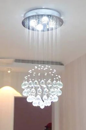 Dia40 H80cm 4LED Современная лестница светодиодный хрустальные люстры освещение приспособление для отеля лобби фойе шар форма капли дождя подвесной светильник - Цвет абажура: Dia40 H80cm 4LED