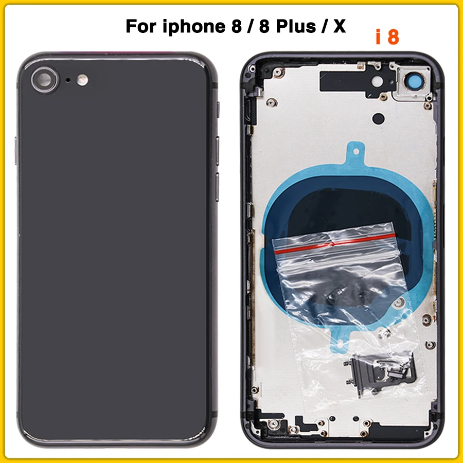 Задняя крышка батарейного отсека для iphone 8 8G Plus P задняя + средняя рамка лоток sim