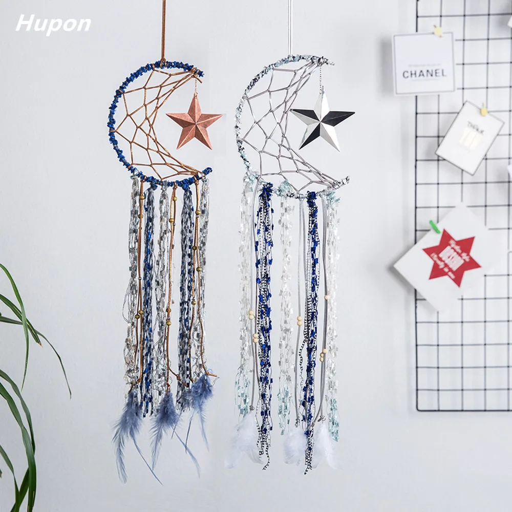 

Moon Star Eid Mubarak Decor Dreamcatcher Cotton Hand-Woven Tapestry Wedding Party Ramadan Kareem Mubarak Decor for Home Eid